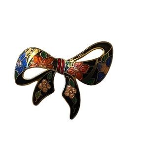 Multicolor Enamel Bow Brooch
